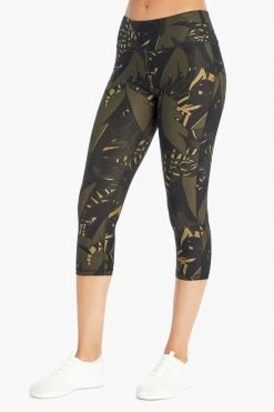 Marika Sport Palm Printed Capri Legging - Olive Night