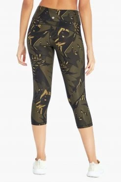 Marika Sport Palm Printed Capri Legging - Olive Night