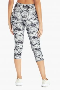 Marika Sport Swirled Paint Printed Capri Legging - Black